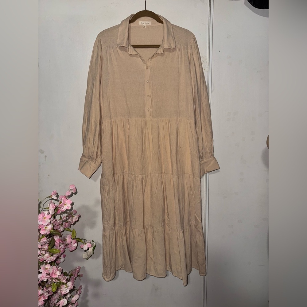 Shop Stevie Beige Long Sleeve Dress
